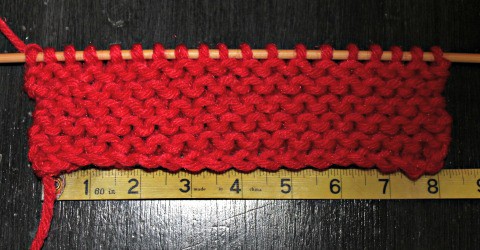 Checking the width of simple to knit fingerless gloves