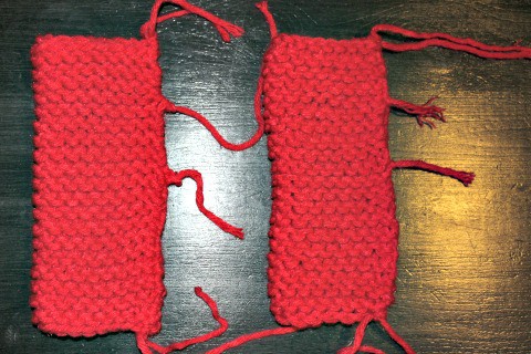 About to work the ends in on the knitted fingerless gloves.