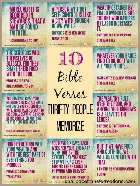 10 Bible Verses Thrifty People Memorize Snail Pace Transformations